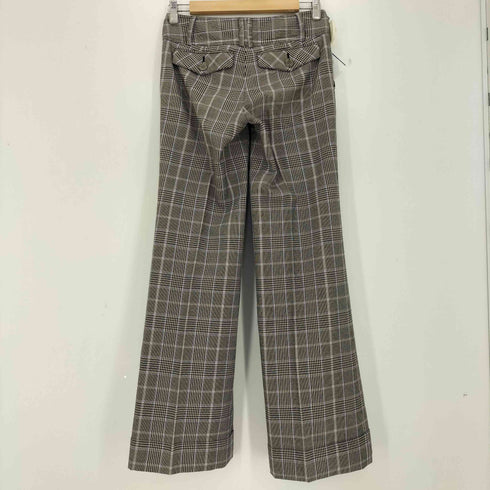 バーバリーブルーレーベル BURBERRY BLUE LABEL チェック柄 ロゴ刺繍 ベルデットフレアパンツ レディース 38