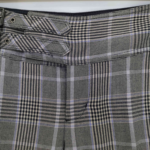 バーバリーブルーレーベル BURBERRY BLUE LABEL チェック柄 ロゴ刺繍 ベルデットフレアパンツ レディース 38
