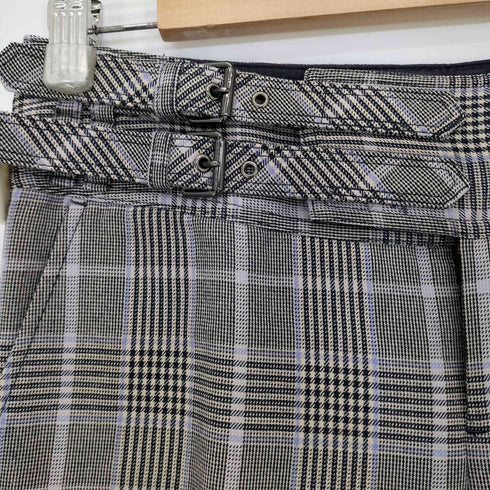 バーバリーブルーレーベル BURBERRY BLUE LABEL チェック柄 ロゴ刺繍 ベルデットフレアパンツ レディース 38
