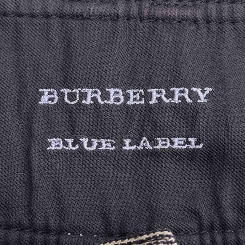 バーバリーブルーレーベル BURBERRY BLUE LABEL チェック柄 ロゴ刺繍 ベルデットフレアパンツ レディース 38