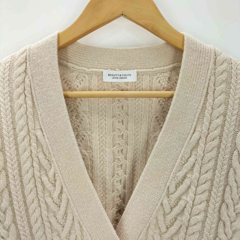 ビューティーアンドユースユナイテッドアローズ BEAUTY & YOUTH UNITED ARROWS ウールケーブルVネックカーディガン レディース