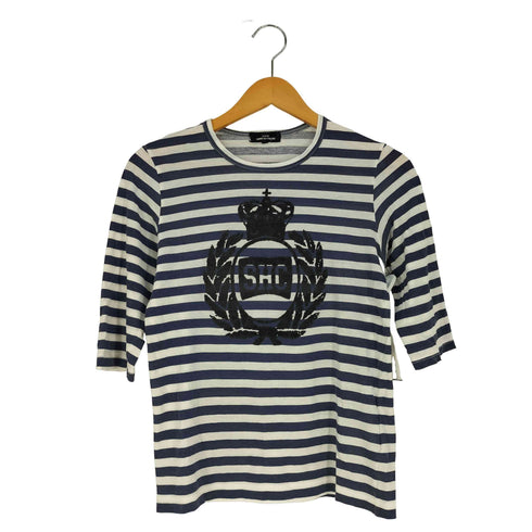 トリココムデギャルソン tricot COMME des GARCONS プリント 七分袖 ボーダー クルーネックTシャツ レディース JPN:M