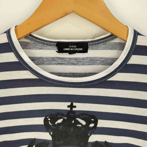 トリココムデギャルソン tricot COMME des GARCONS プリント 七分袖 ボーダー クルーネックTシャツ レディース JPN:M