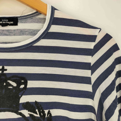 トリココムデギャルソン tricot COMME des GARCONS プリント 七分袖 ボーダー クルーネックTシャツ レディース JPN:M