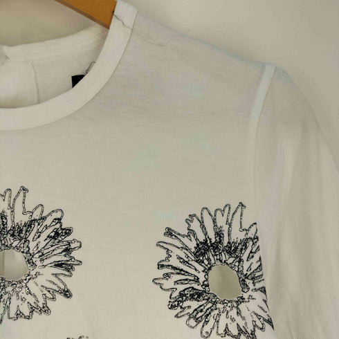 トリココムデギャルソン tricot COMME des GARCONS フラワープリント バックボタン 七分袖 クルーネックTシャツ レディース JPN:S