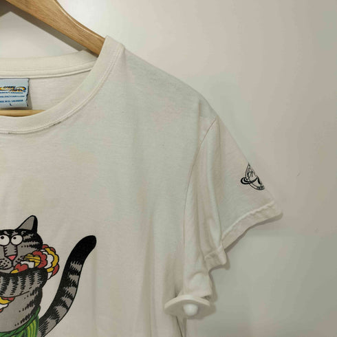 クレイジーシャツ CRAZY SHIRTS エルサルバドル製 猫プリント コットン ショートスリーブクルーネックTシャツ レディース import:L
