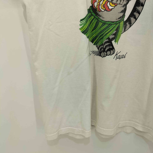 クレイジーシャツ CRAZY SHIRTS エルサルバドル製 猫プリント コットン ショートスリーブクルーネックTシャツ レディース import:L