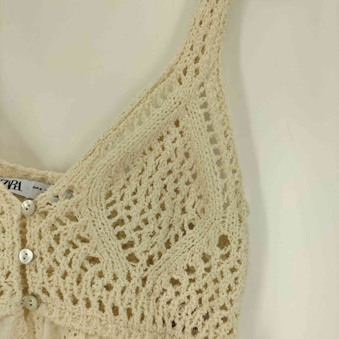 ザラ ZARA embroidered knit top with openwork embroidery エンブロイダリ― ニット トップス レディース import:M