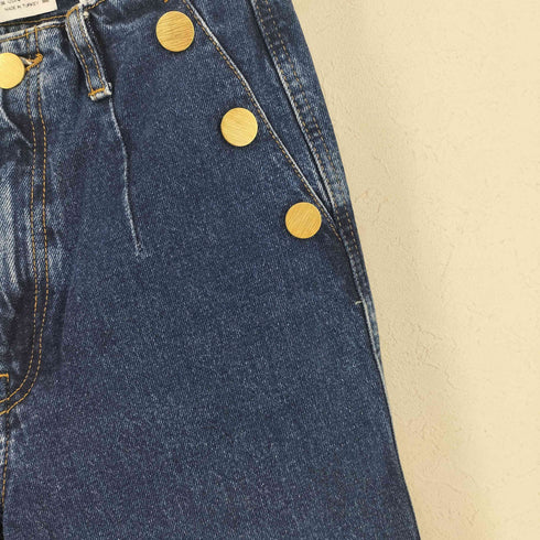 ザラ ZARA 金ボタン マリンテイストセミワイドデニムパンツ レディース 36