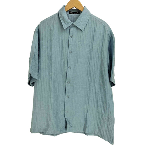ザラ ZARA RAISED JACQUARD SHIRT レリーフ柄ジャカードシャツ メンズ USA M