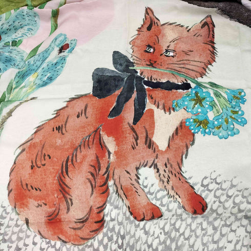 sakurayama オレンジ猫2 サテンシルクスカーフ レディース