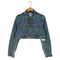ザラ ZARA ジップアップ クロップド デニムジャケット レディース import:XS