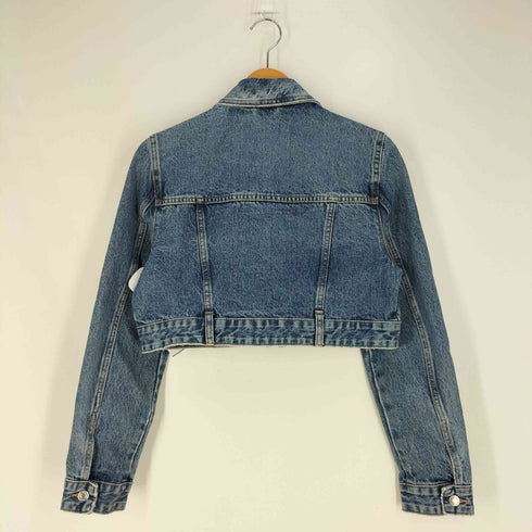 ザラ ZARA ジップアップ クロップド デニムジャケット レディース import:XS