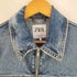 ザラ ZARA ジップアップ クロップド デニムジャケット レディース import:XS