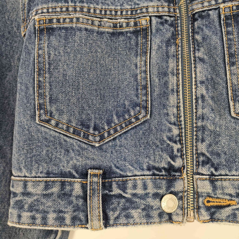 ザラ ZARA ジップアップ クロップド デニムジャケット レディース import:XS