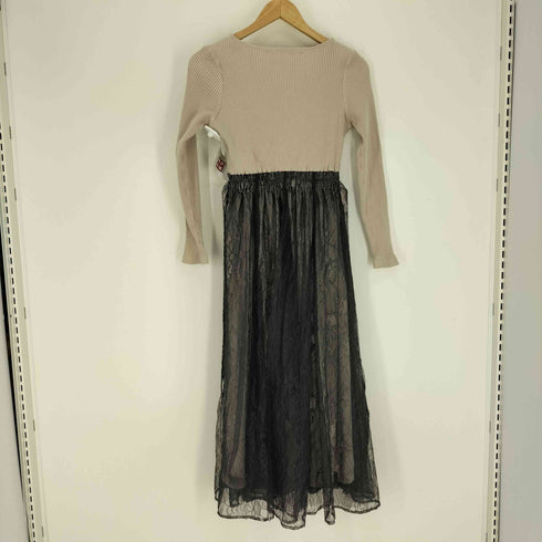 トッコクローゼット tocco closet 24AW リボン&パール付き ハイウエスト 切り替え レース ドッキング ワンピース レディース JPN:M