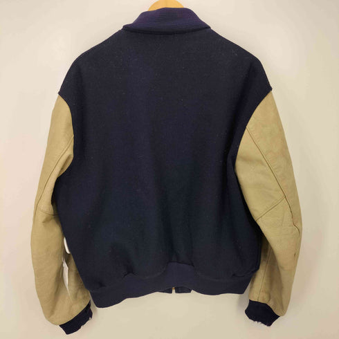 ゴールデンベアー Golden bear 60S USA製 黒タグ 棒TALON ジップ 袖 レザー ウール スタジャン メンズ import:XL