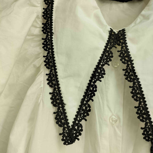 ザラ ZARA レース刺繍 ビックカラー フレアスリーブ シャツワンピース レディース USA M