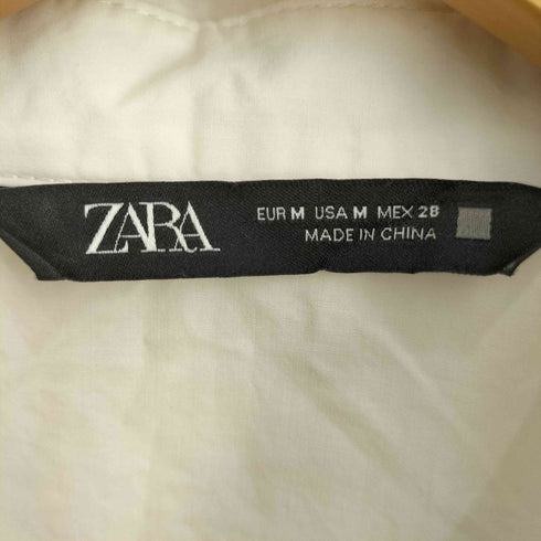 ザラ ZARA レース刺繍 ビックカラー フレアスリーブ シャツワンピース レディース USA M
