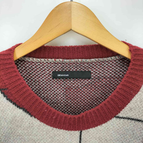 ゼロエイトサーカス 08sircus 18AW 総柄 クルーネック ニット メンズ