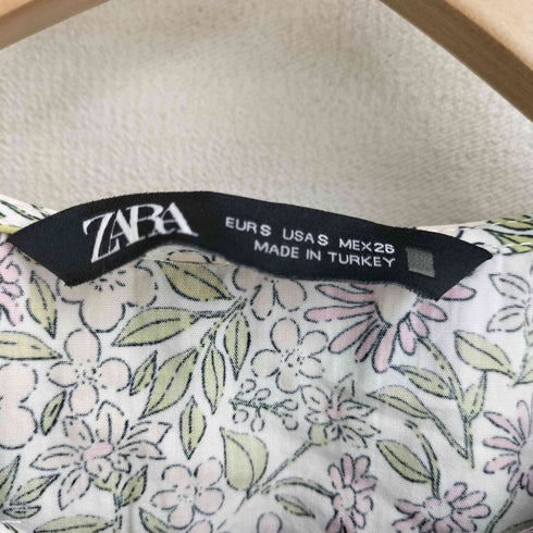 ザラ ZARA 花柄 ピーターパンカラー フリルブラウス レディース USA S