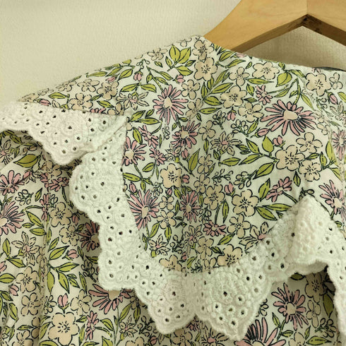 ザラ ZARA 花柄 ピーターパンカラー フリルブラウス レディース USA S