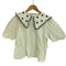 ザラ ZARA EMBROIDERED POPLIN TOP エンブロイダリー ビックカラー ポプリン ブラウス レディース USA S