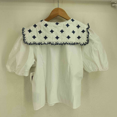 ザラ ZARA EMBROIDERED POPLIN TOP エンブロイダリー ビックカラー ポプリン ブラウス レディース USA S