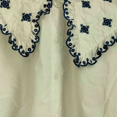 ザラ ZARA EMBROIDERED POPLIN TOP エンブロイダリー ビックカラー ポプリン ブラウス レディース USA S