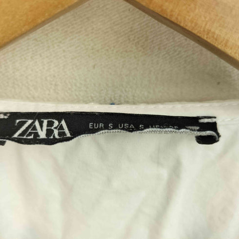 ザラ ZARA EMBROIDERED POPLIN TOP エンブロイダリー ビックカラー ポプリン ブラウス レディース USA S