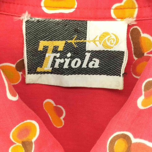 Triola 70S 総柄 襟芯 レギュラーカラーシャツ メンズ