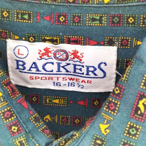 バッカーズ Backers 総柄 レギュラーカラーシャツ 長袖 メンズ l (16-161/2)