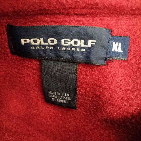 ポロゴルフラルフローレン POLO GOLF RALPH LAUREN 90S USA製 ロゴ タブ ネックライン ジップアップ フリース ベスト メンズ import:XL