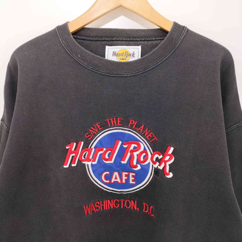 ハードロックカフェ Hard Rock Cafe 90s USA製 フロント刺繍クルーネックトレーナー メンズ L