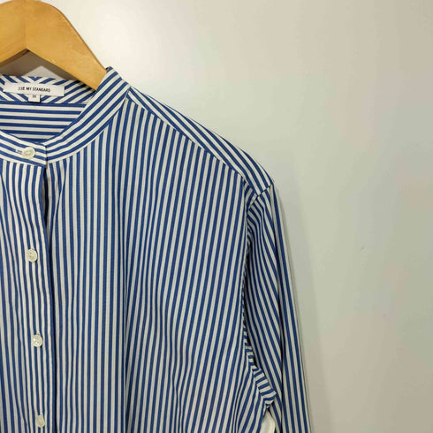ニジュウサンク 23区 MY STANDARD L/S ノーカラー ストライプシャツ レディース JPN:38
