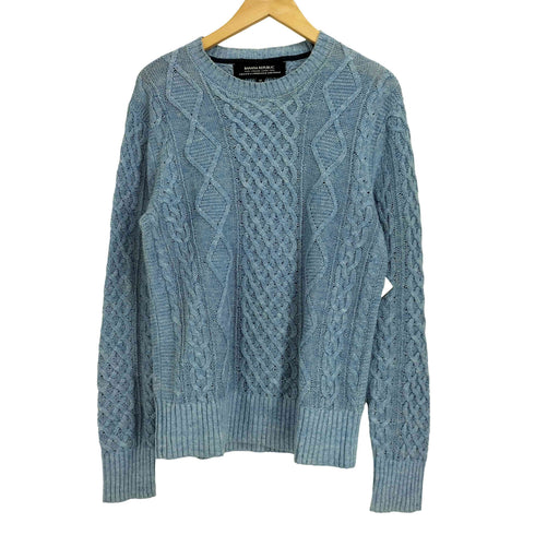バナナリパブリック BANANA REPUBLIC リネン 麻100 ケーブル編み プルオーバーニット メンズ import:XS