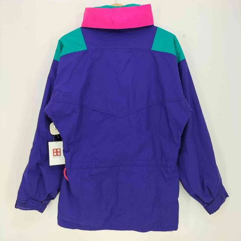 コロンビア Columbia 80S 紺タグ フード収納可 マルチカラー ナイロン ハーフジップアノラック メンズ import:S
