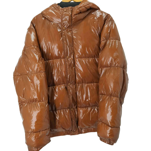 ザラ ZARA エナメルコーティング中綿フーデッドジャケット レディース import:M