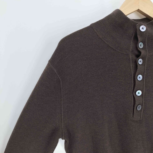 バナナリパブリック BANANA REPUBLIC MERINO EXTRA FINE WOOL メリノ ウール エルボー 切替 2WAY ネック L/S ポロ シャツ メンズ import:M