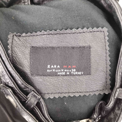 ザラマン ZARA MAN リアルレザーシングルライダースジャケット メンズ JPN:M