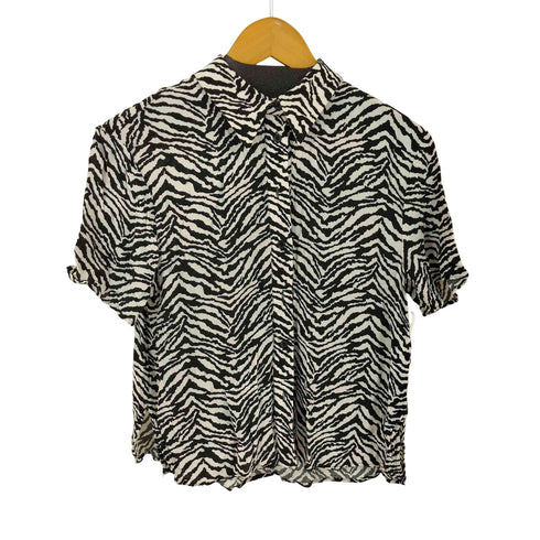 ザラ ZARA ゼブラ柄バンドカラーシャツ レディース import:XS