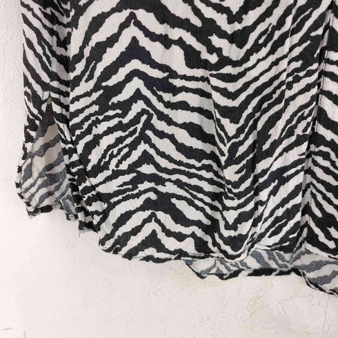ザラ ZARA ゼブラ柄バンドカラーシャツ レディース import:XS
