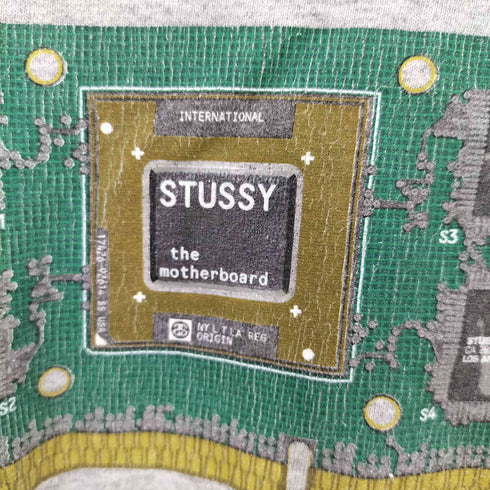 ステューシー Stussy 90S USA製 紺タグ THE MOTHERBOARD S/S TEE マザーボード プリント Tシャツ メンズ import:S
