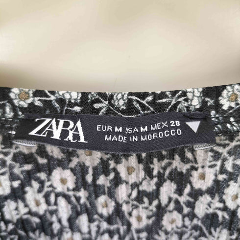 ザラ ZARA フラワーデザイン プリーツワンピース レディース import:M