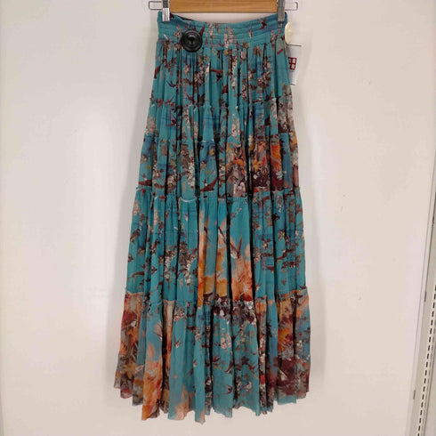 ジャンポールゴルチエ Jean Paul GAULTIER SOLEIL パワーネットティアードスカート 花柄 鳥 レディース JPN:S