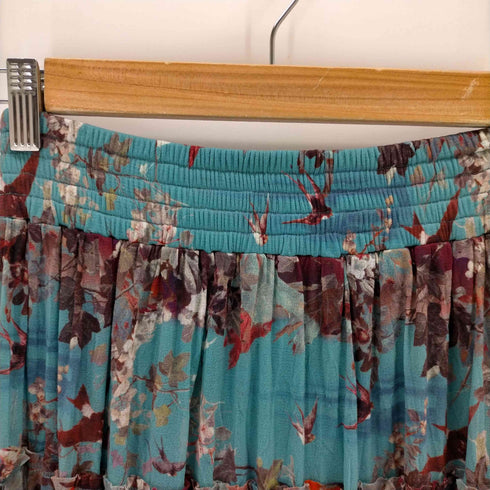 ジャンポールゴルチエ Jean Paul GAULTIER SOLEIL パワーネットティアードスカート 花柄 鳥 レディース JPN:S