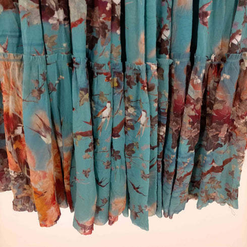 ジャンポールゴルチエ Jean Paul GAULTIER SOLEIL パワーネットティアードスカート 花柄 鳥 レディース JPN:S