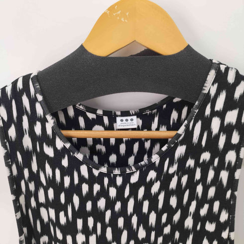 スリードッツ three dots 総柄レーヨンノースリーブワンピース レディース