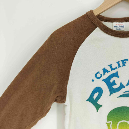 バーデン BURDEN CALIFORNIAPEACE LOVE&HAIGHT プリント タオル地 Q/S ラグランスリーブ Tシャツ メンズ import:M