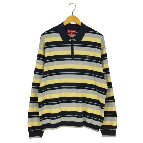 シュプリーム Supreme Stripe Zip L/S Polo ストライプ ジップ ロングスリーブ ポロシャツ メンズ import:L